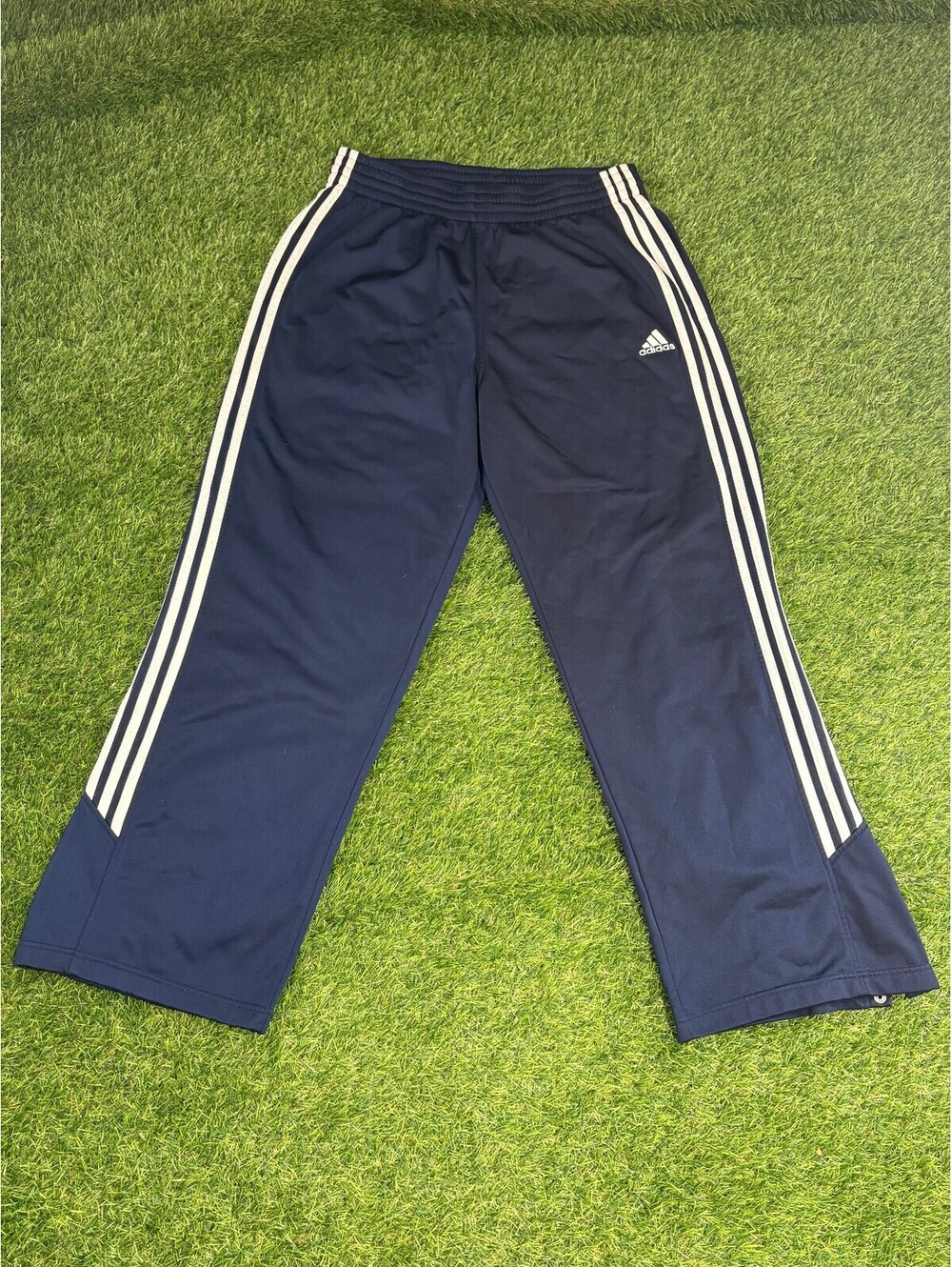 Vintage Adidas Track Pants Navy Blue Polyester Mens Size M